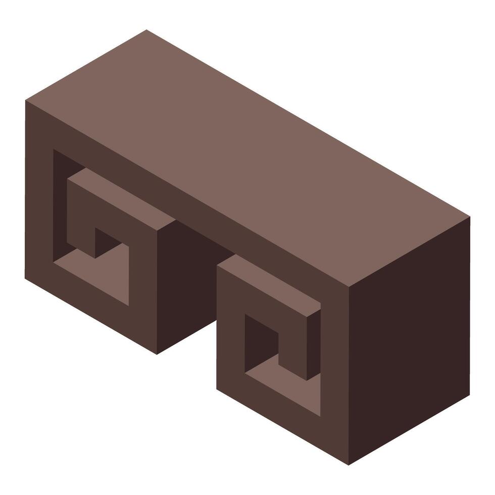 Brown architectural element showing greek key pattern in isometric view vector