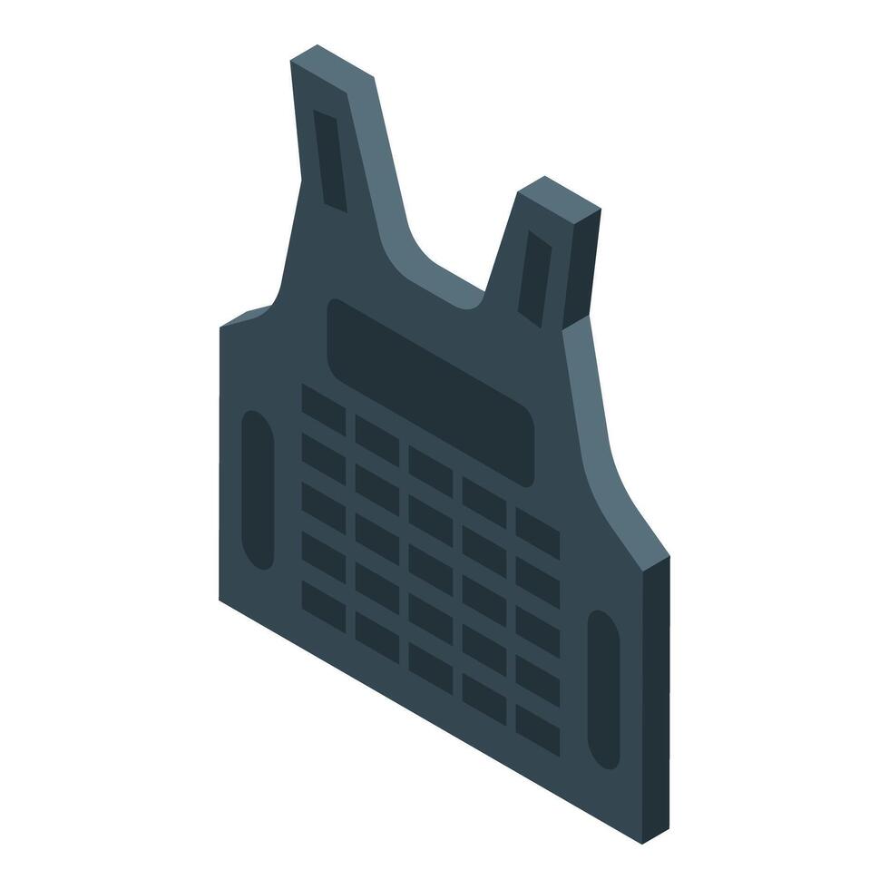 Bulletproof vest offering protection and security in isometric view vector