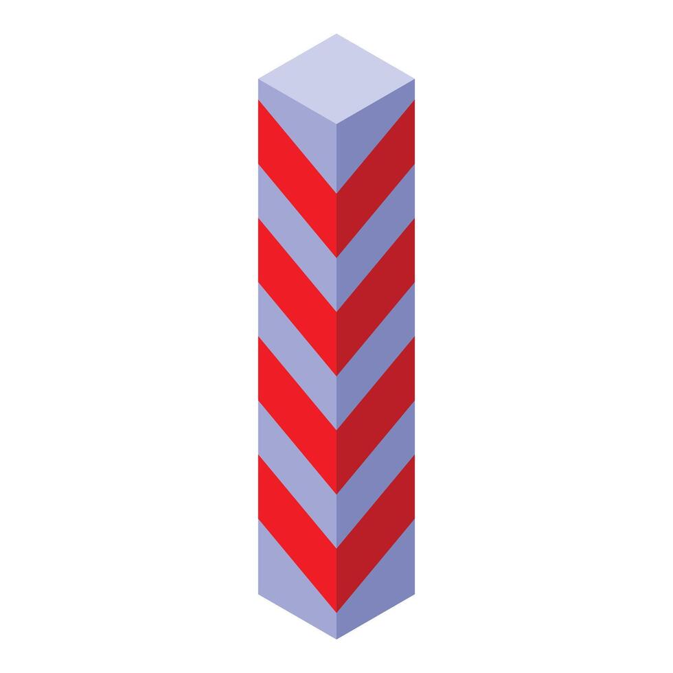 Red and white striped traffic column signaling parking restrictions in isometric view vector