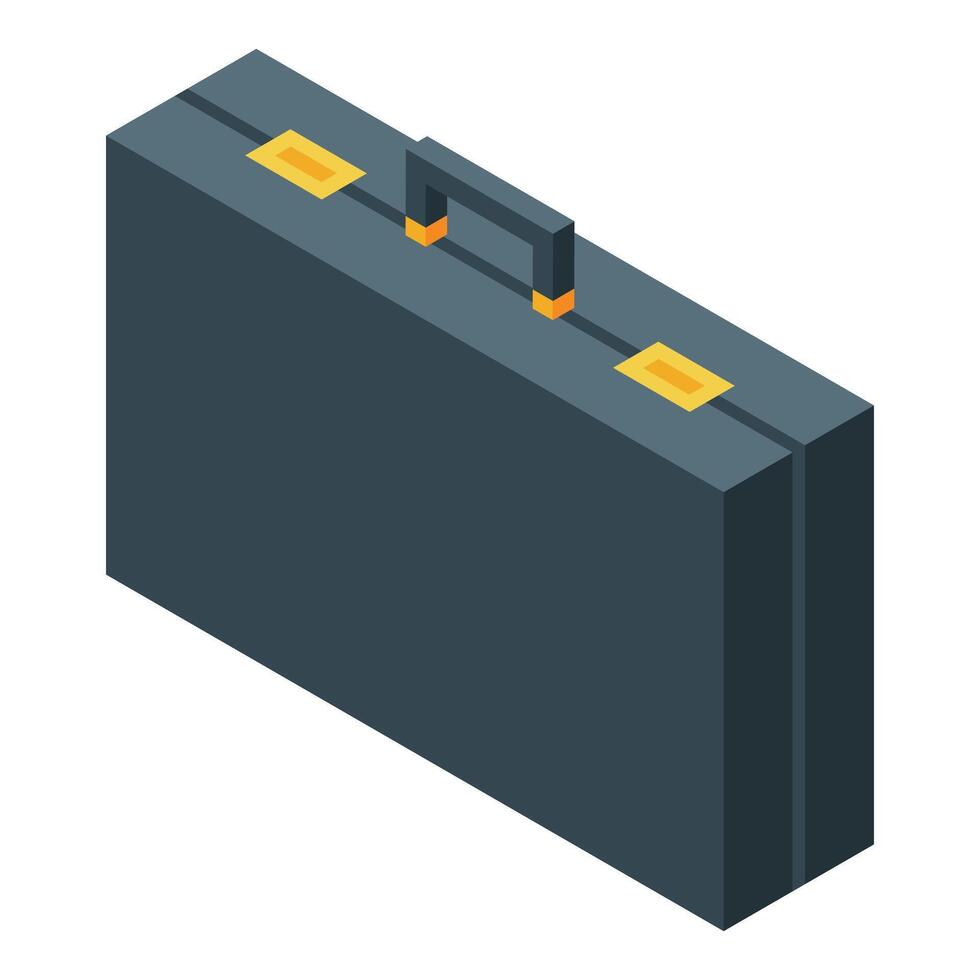 Closed diplomat briefcase with golden clasps in isometric view vector