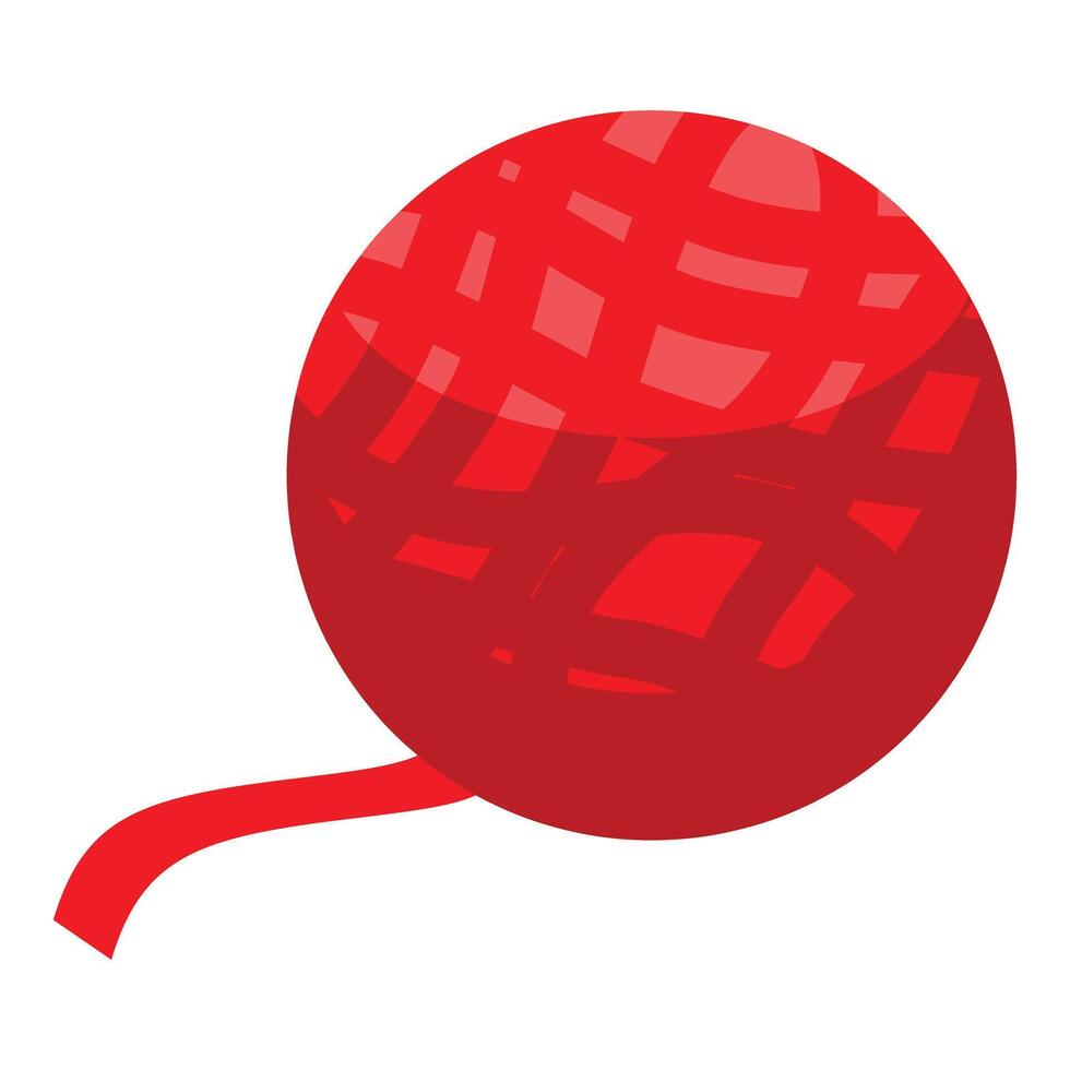 Red yarn ball with loose end for knitting and crochet vector