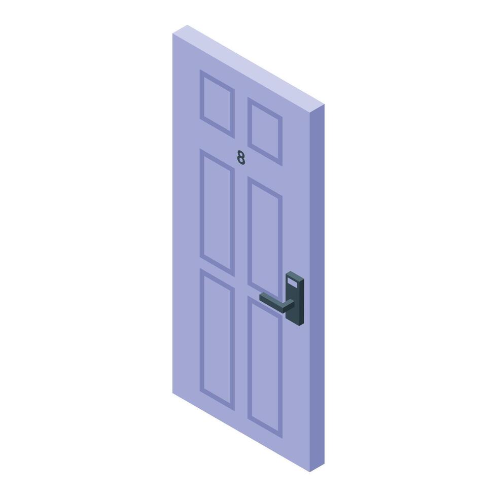 Hotel room door number eight showing modern electronic lock system vector