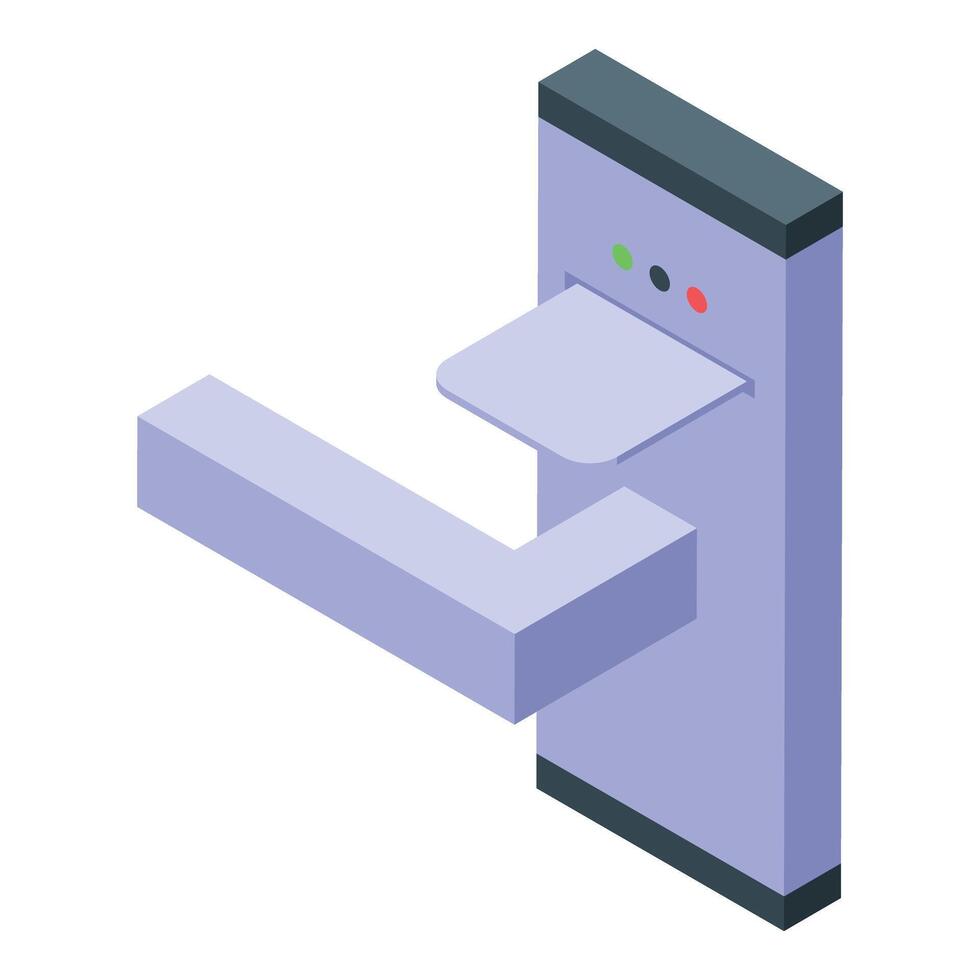 Smart card door lock system with handle and indicator lights vector