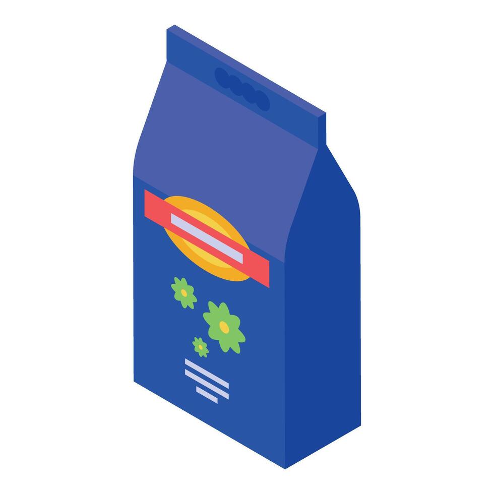 Blue isometric laundry detergent packaging with floral design vector