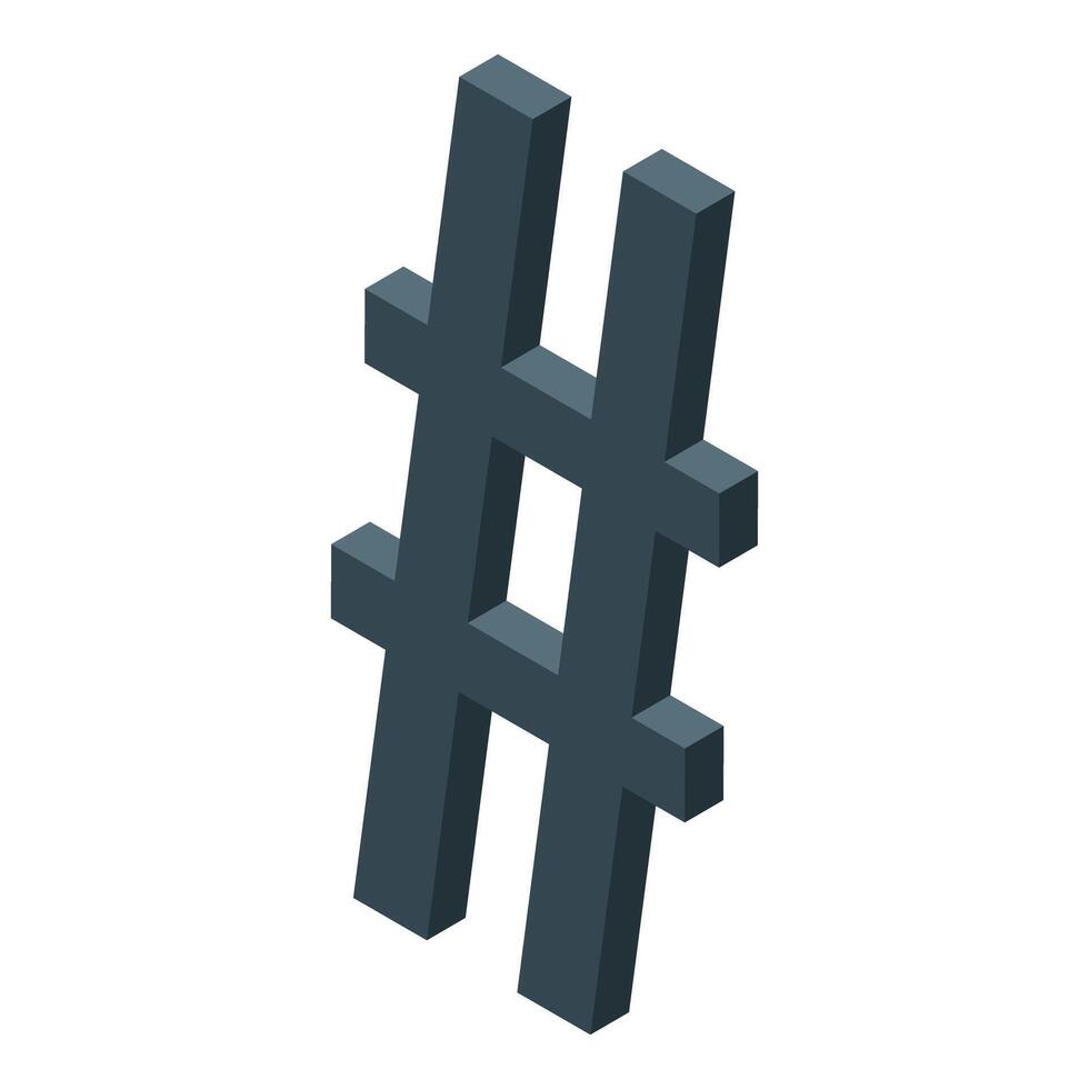 Dark gray hashtag symbol floating in white space vector