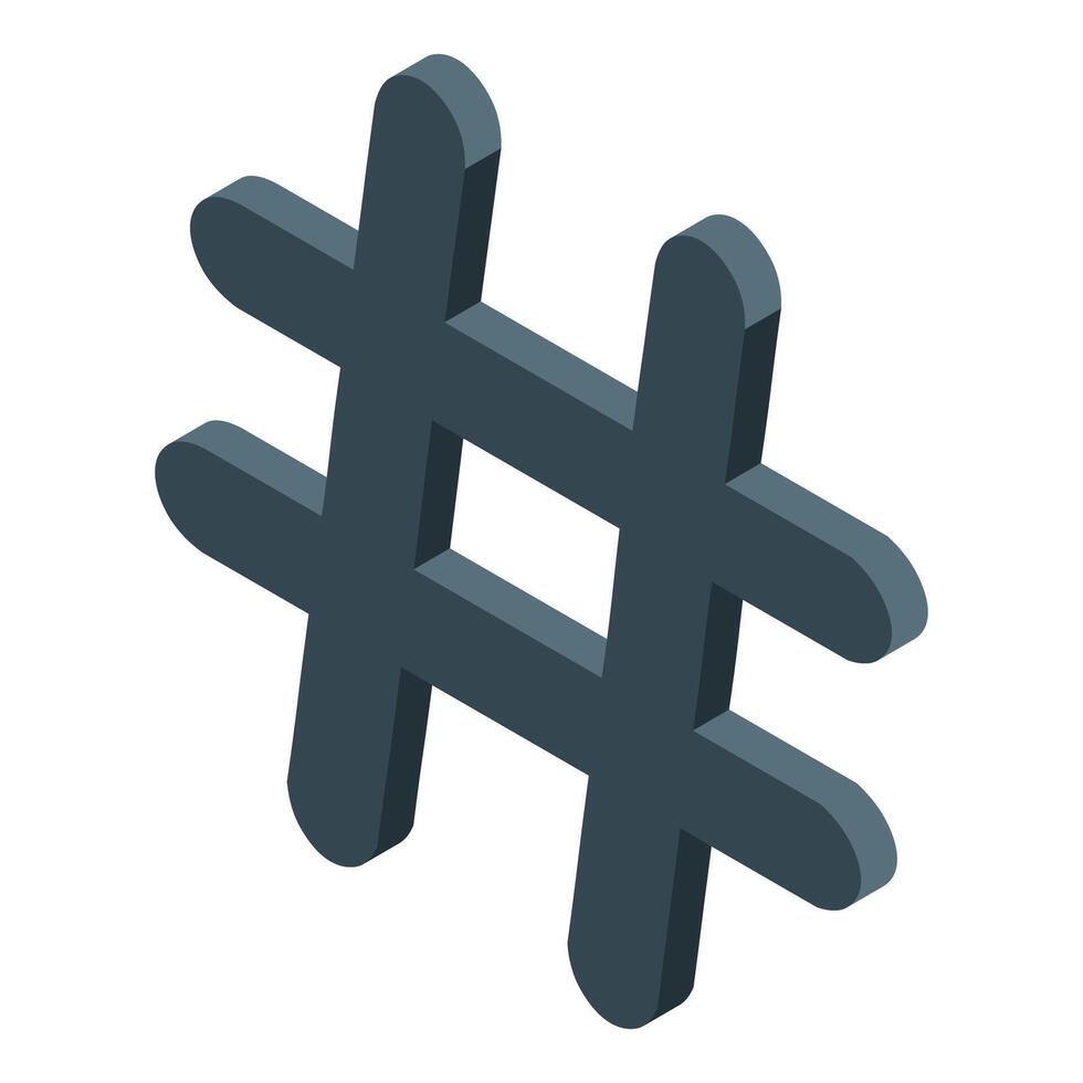 Dark gray hashtag symbol floating on white background vector