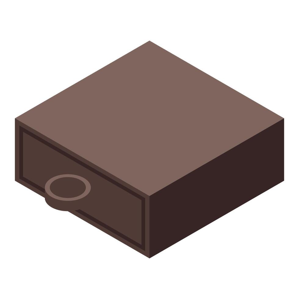 Closed wooden drawer with round handle in isometric view vector