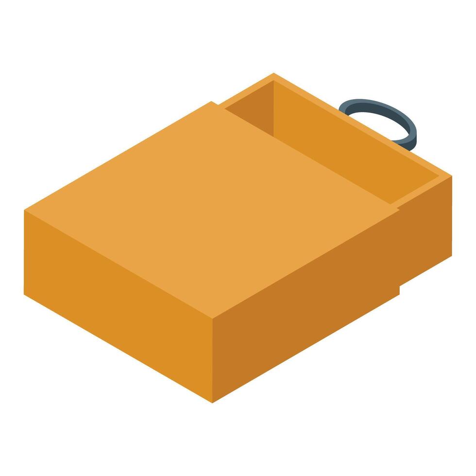 Open empty sliding box with handle for matches or other small items vector