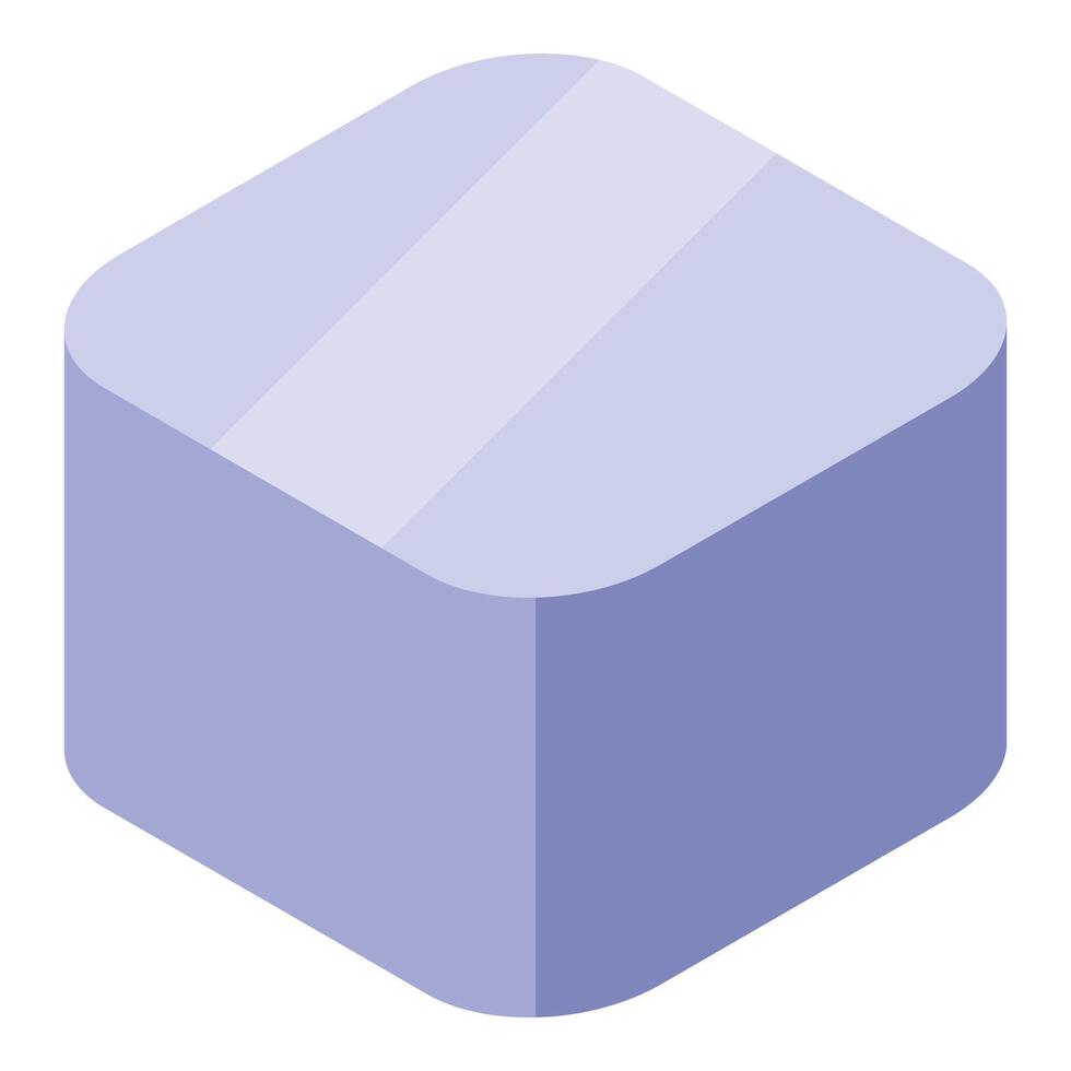 Purple rounded cube representing abstract concept in isometric view vector