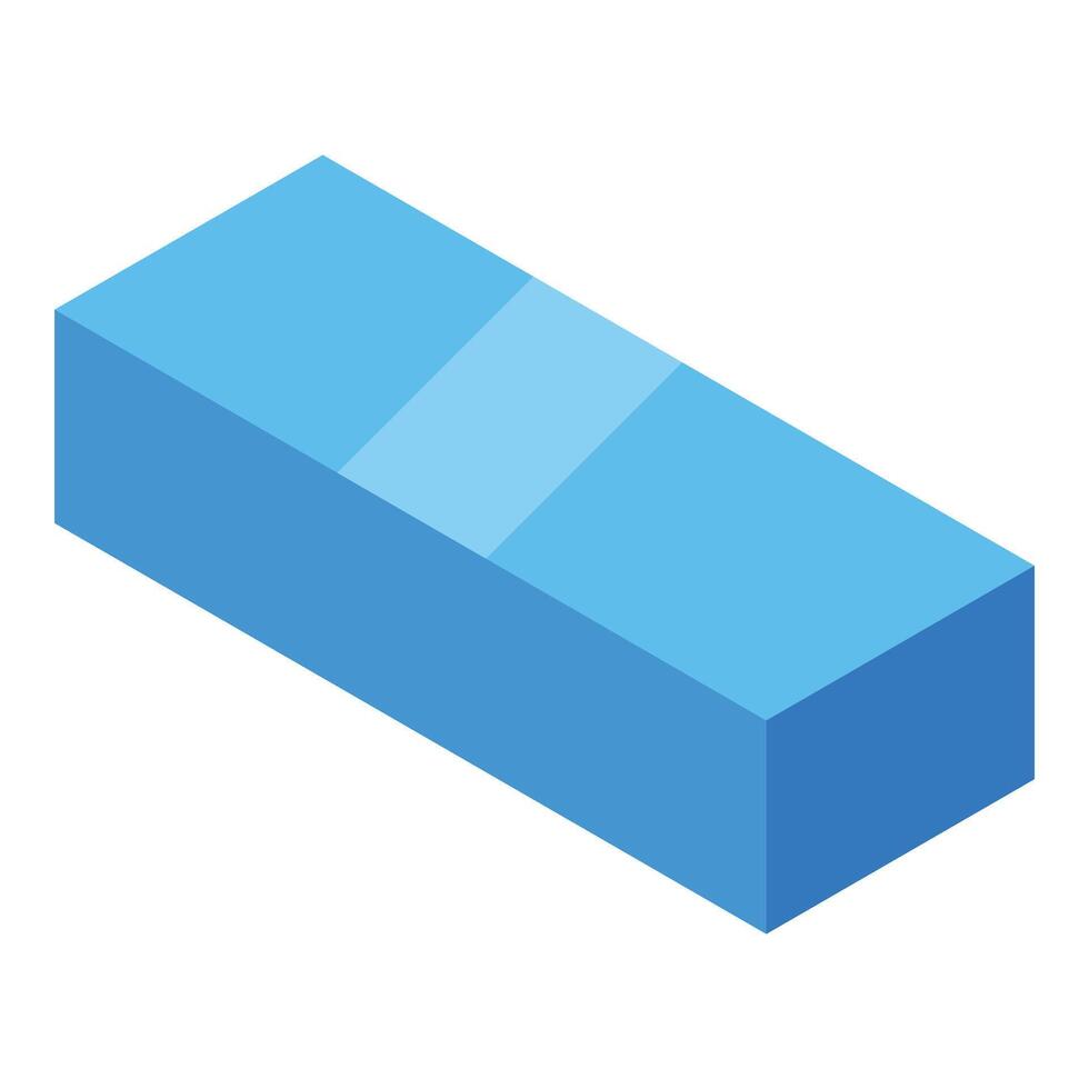 Blue rectangular eraser with wrapper for removing pencil marks vector