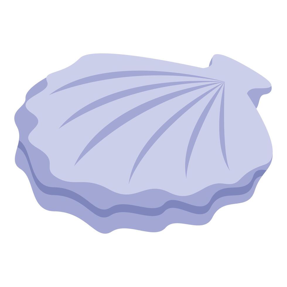 Purple scallop shell closing up showing ridges and lines vector