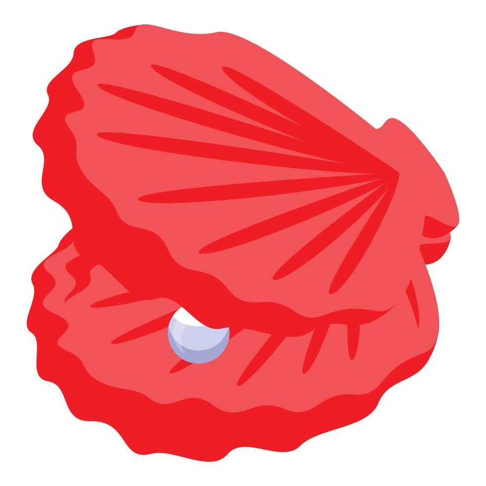 Red scallop shell containing a beautiful shiny pearl vector