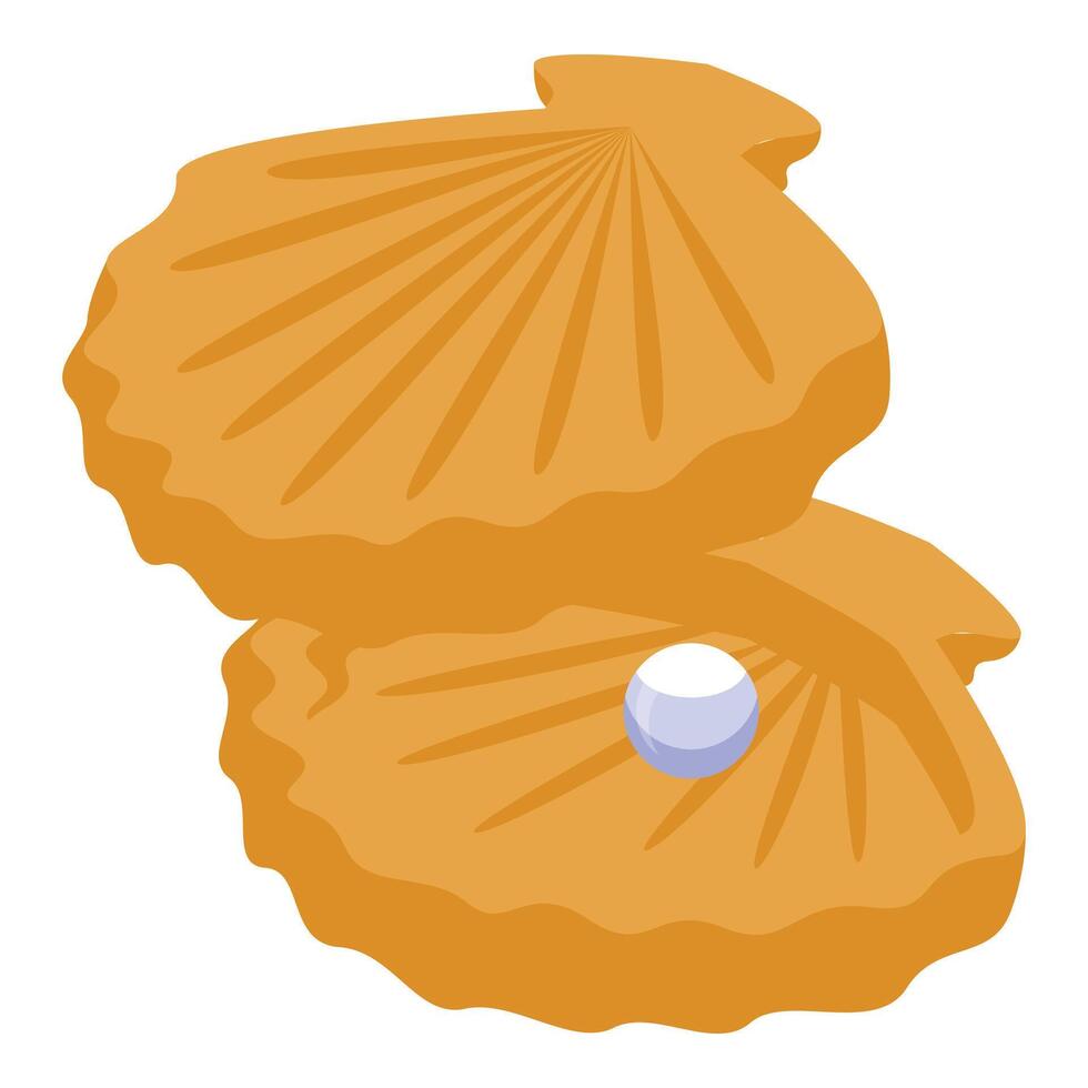 Open scallop shell revealing a precious pearl inside vector