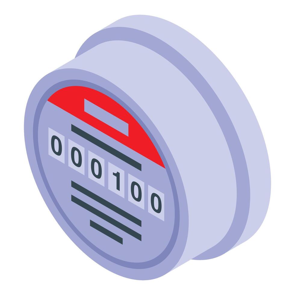 Electric meter calculating energy consumption in isometric view vector