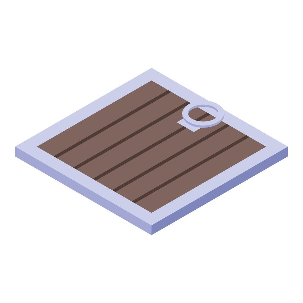 Cellar door isometric projection representing entry to underground storage vector