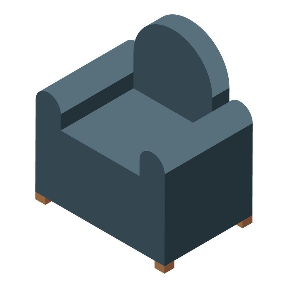 Comfortable gray armchair with wooden legs inviting relaxation in isometric view vector