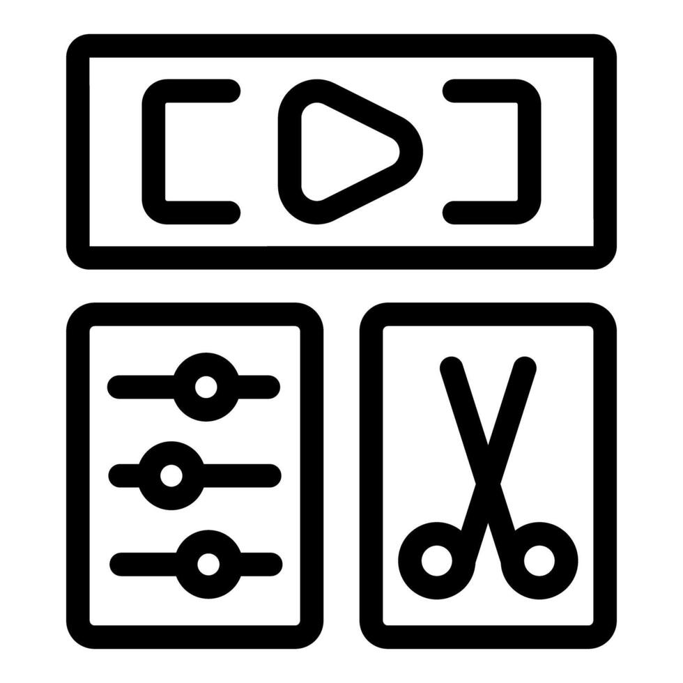 editing software showing play, settings, and cut tools vector