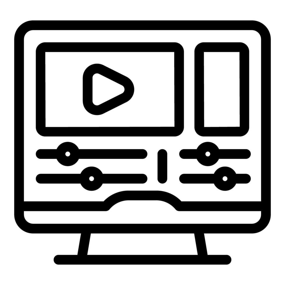 editing software displaying playback controls and adjustments on monitor vector