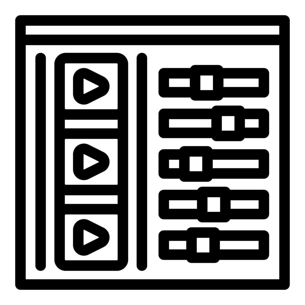 Audio mixing console with play buttons and faders showing music production concept vector