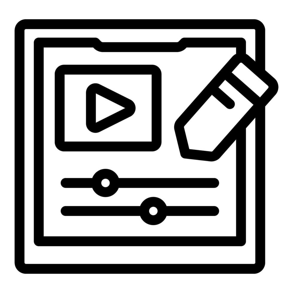 editing software interface with play button and pencil icon for content creation vector