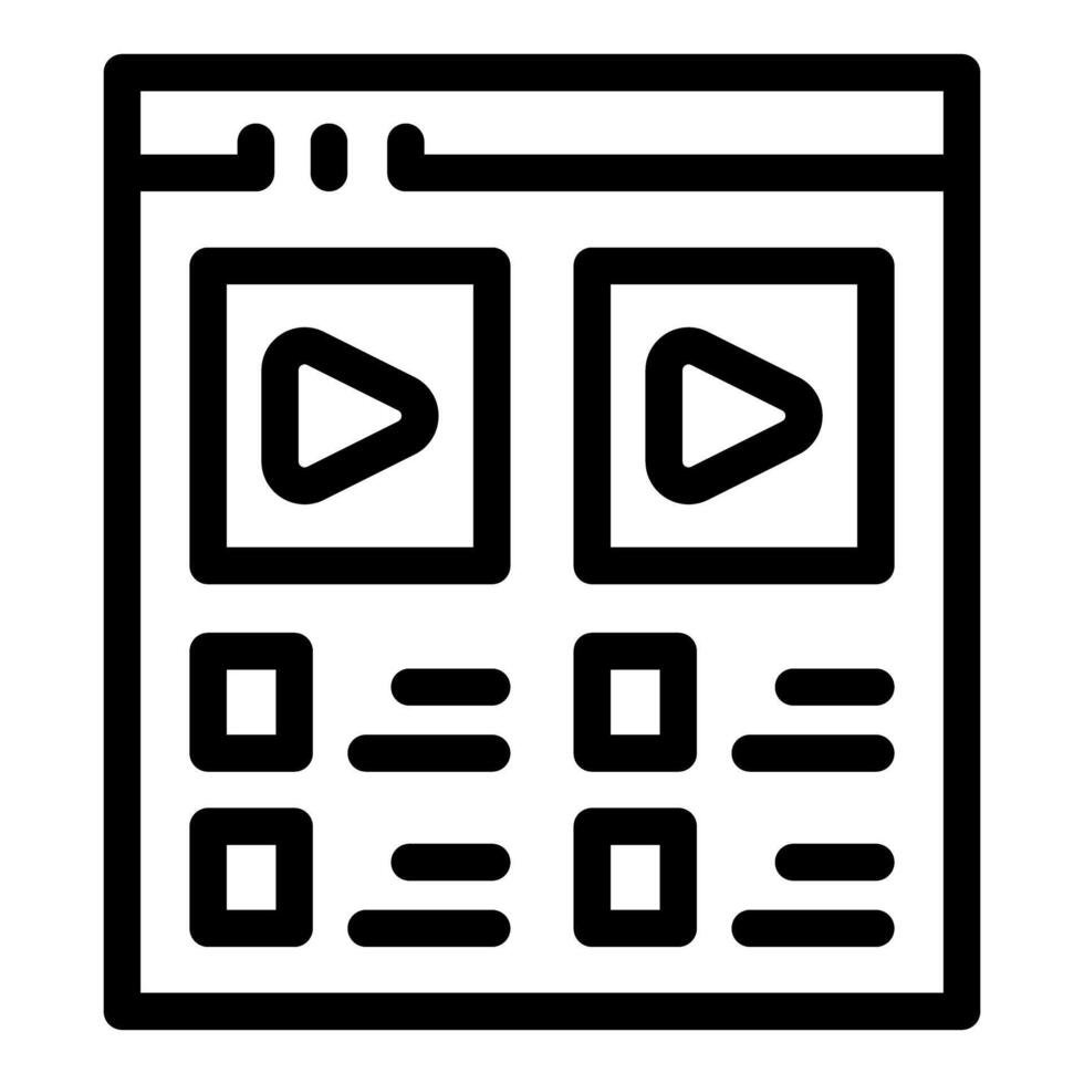 Web page showing streaming content and navigation menu vector