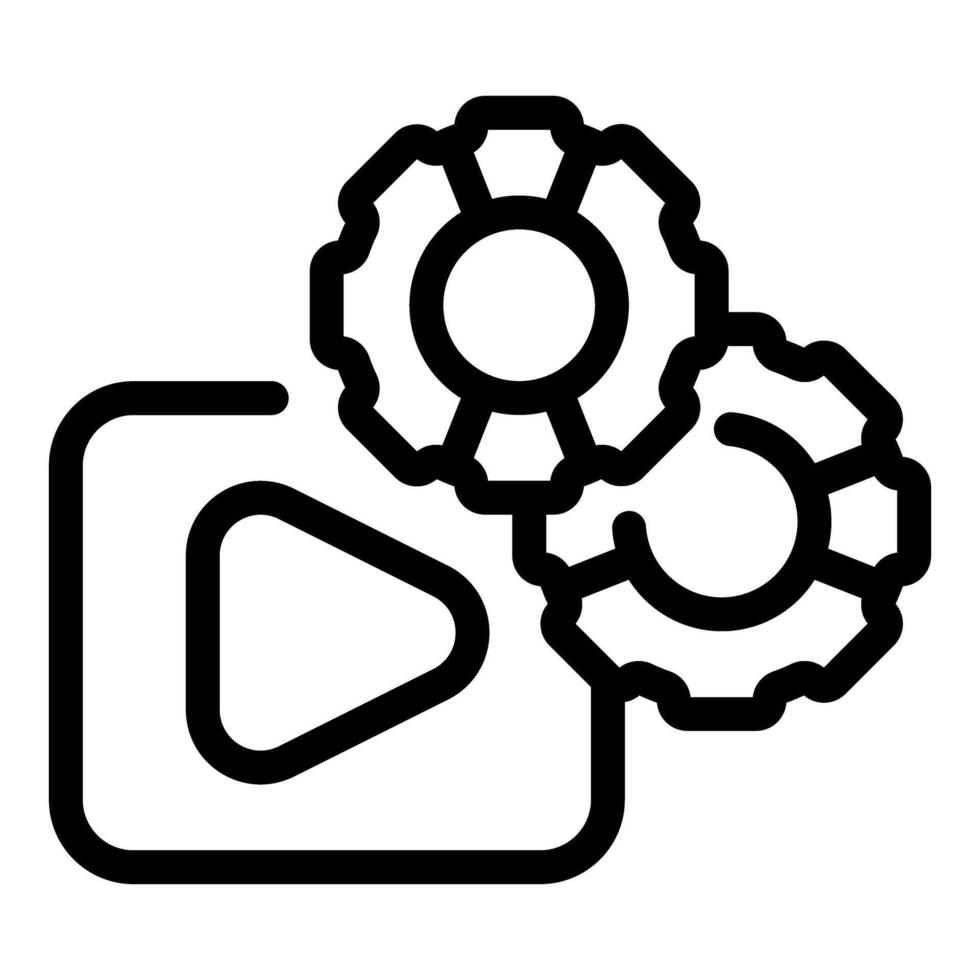 Gears rotating and optimizing player button, automating playback process vector