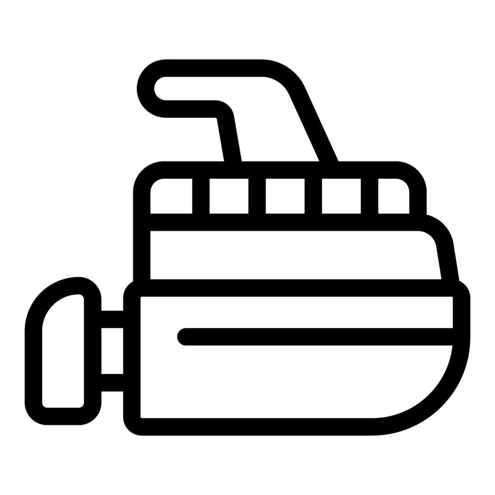 Boat engine propelling nautical vessel forward, side view line art icon vector