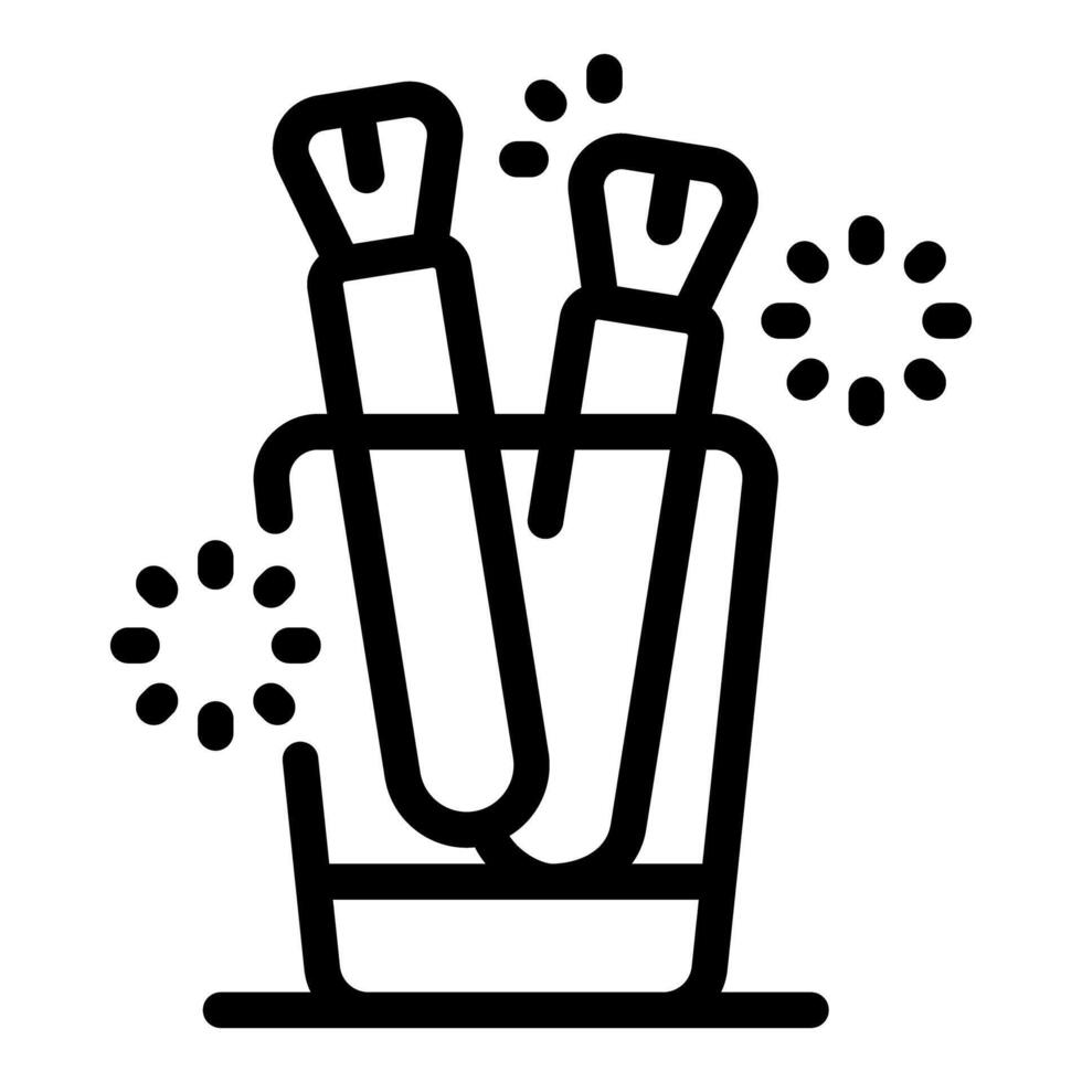 Makeup brushes drying in a glass beaker after cleaning vector