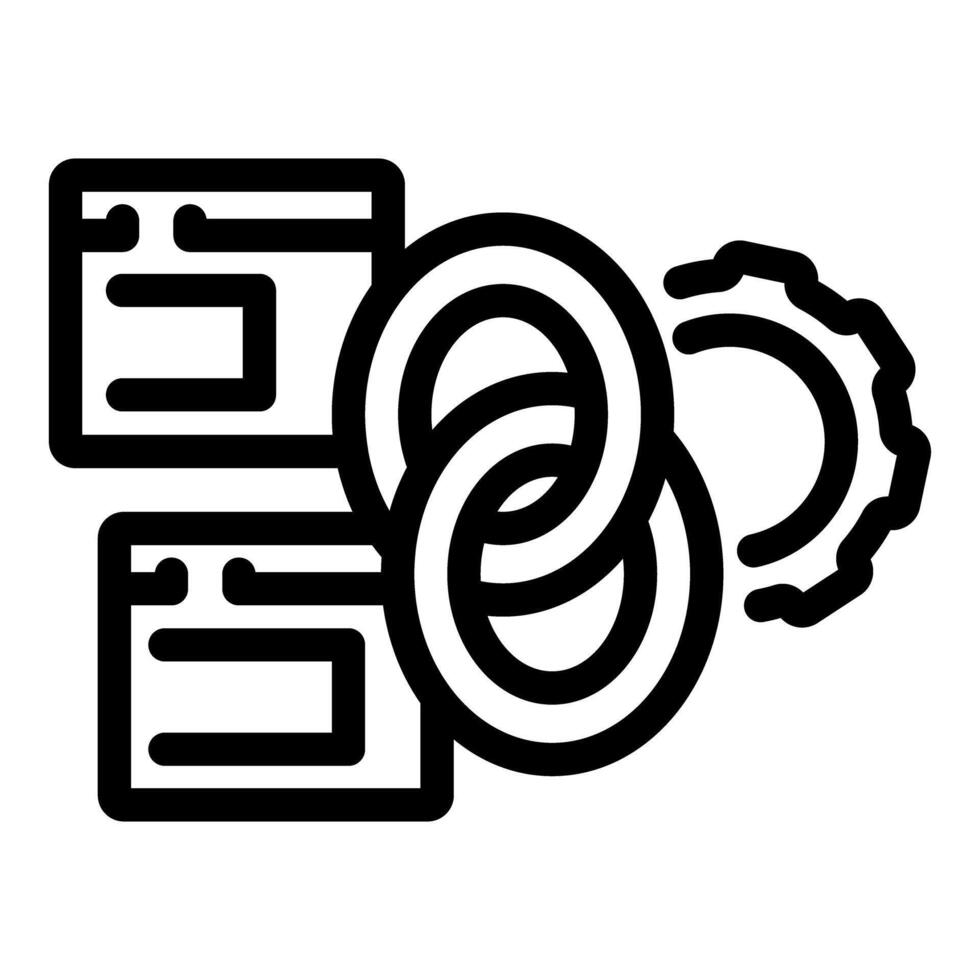 Web pages interconnected with chain and rings representing backlinks and seo vector