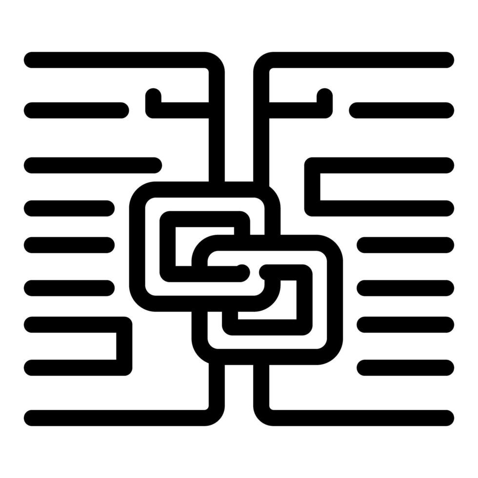 blockchain enlace documentos con seguro cadena icono vector