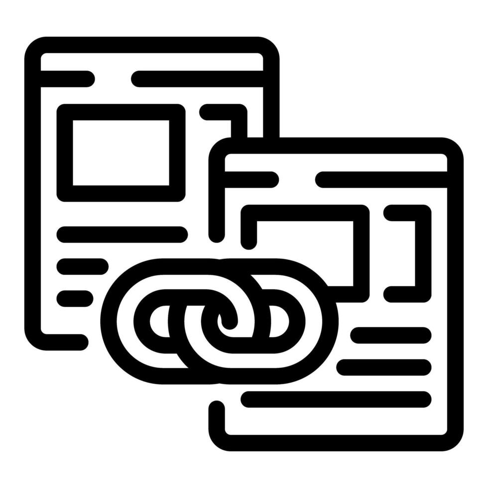 Hyperlink chain connecting two webpages representing online resources linking vector