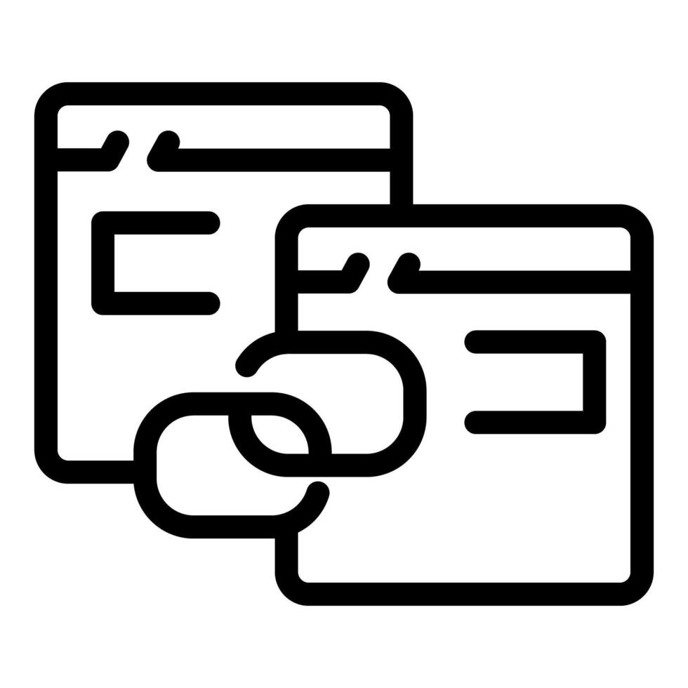 Hyperlink connecting two browser windows symbolizing website navigation vector