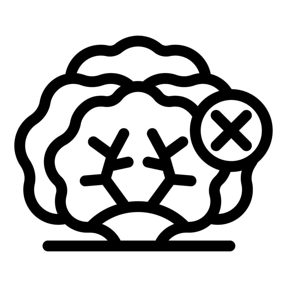 Frozen broccoli icon showing spoiled food with cross mark vector