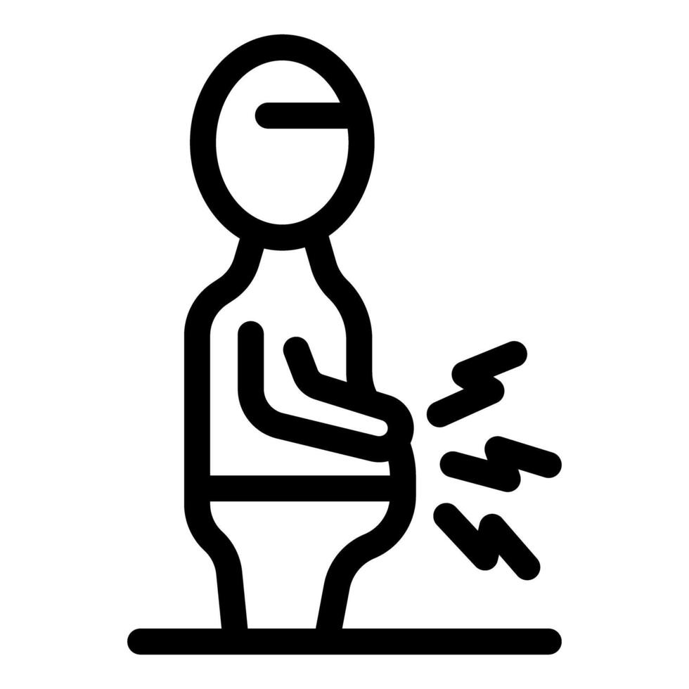 Person suffering from abdominal pain and holding stomach vector