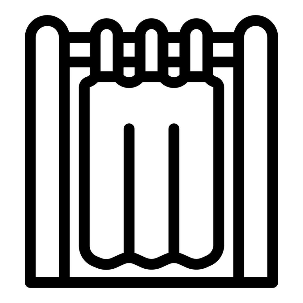 Drying towels hanging on clothesline icon representing laundry and housekeeping vector