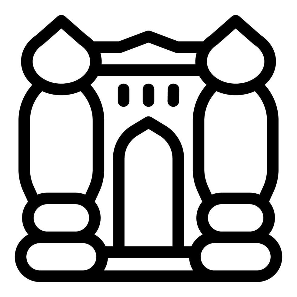 Inflatable bouncy castle featuring majestic turrets and archway vector