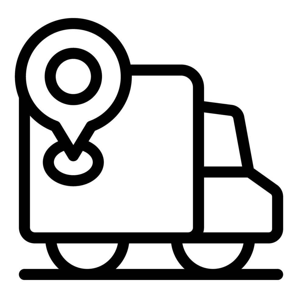 Delivery truck with location pin showing shipping and tracking vector
