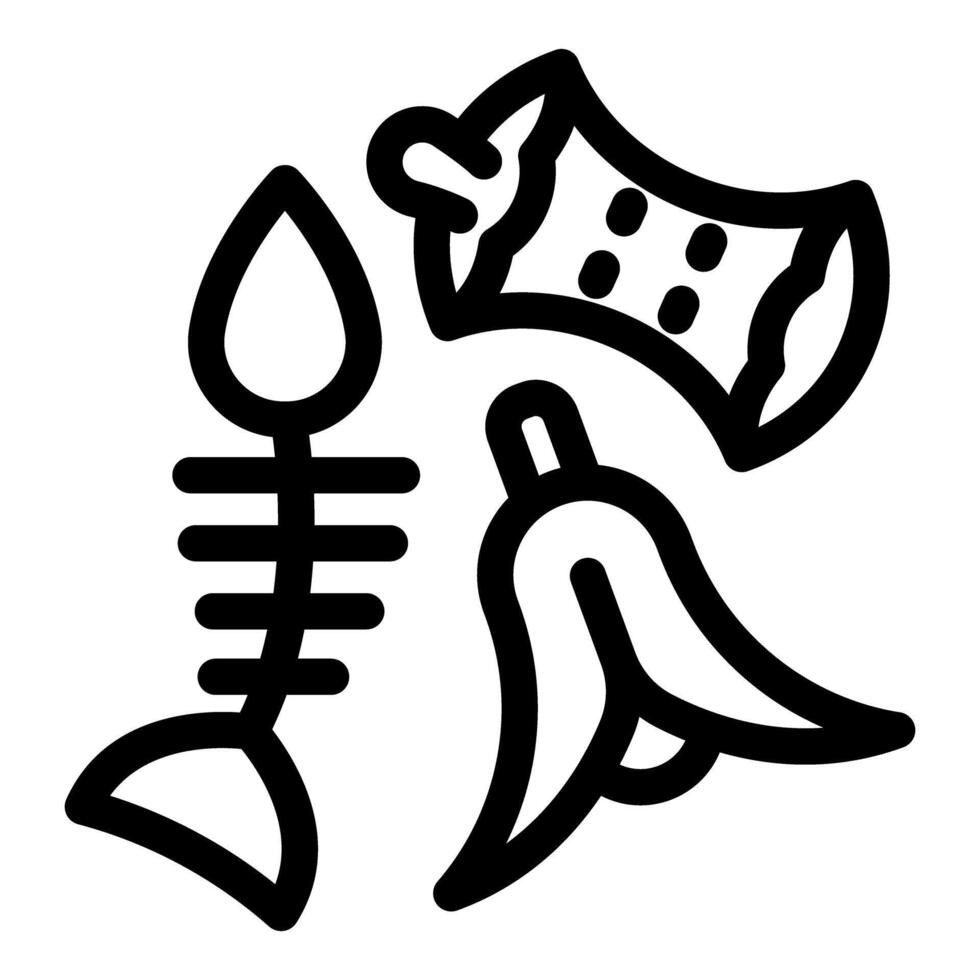 Fish bones, banana peel, and crumpled can representing organic waste vector