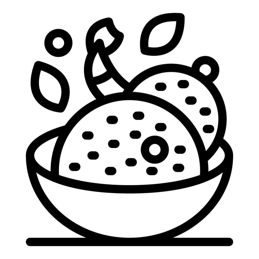 Delicious acai bowl with tropical fruits and seeds toppings vector