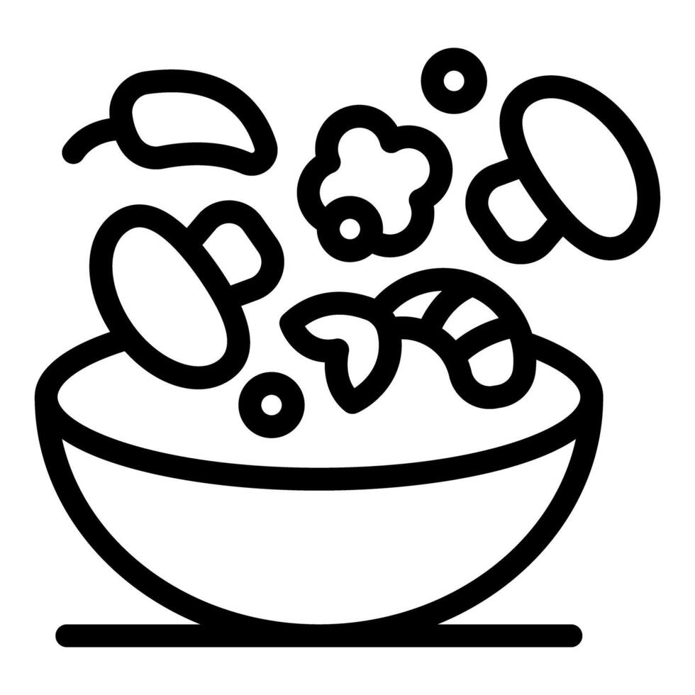 Ingredients falling into bowl, creating a delicious and healthy meal vector
