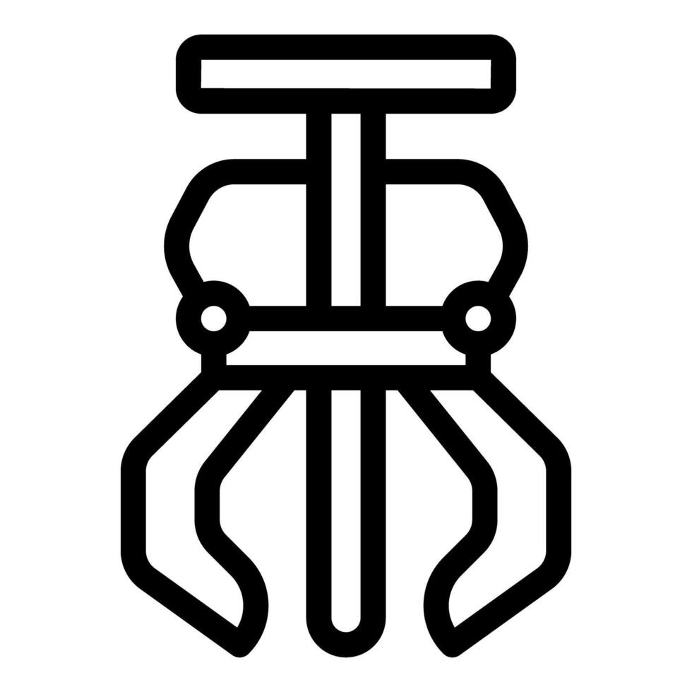 Robotic claw gripper picking up object industrial automation icon vector