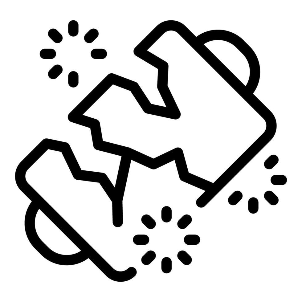 Broken tablet with exploding effect showing damage and destruction vector