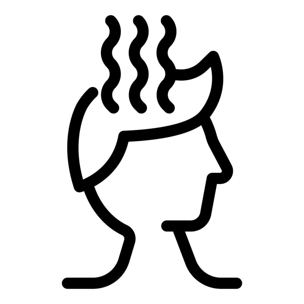 Man feeling hot and sweating from head, heat stroke symptom, minimalist icon vector