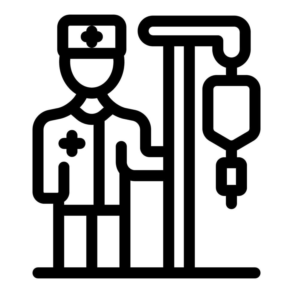 Doctor standing next to iv drip icon representing healthcare and medical treatment vector