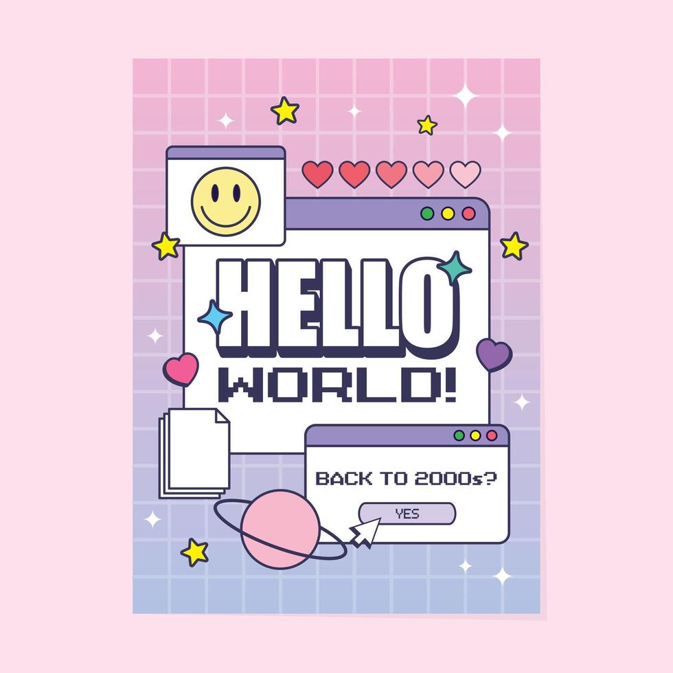 Hello World Gradient Y2K element vector
