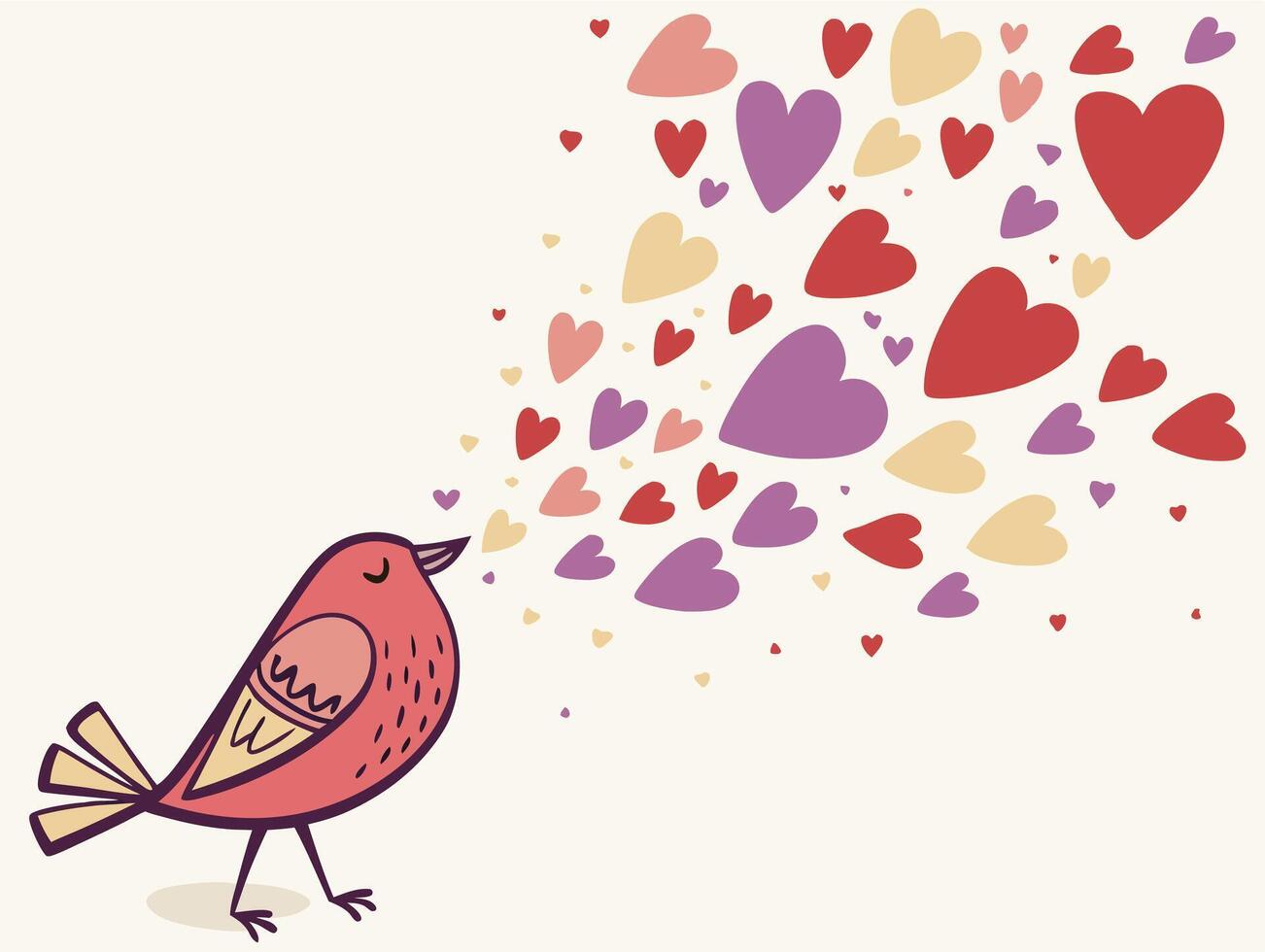 A cheerful scene with colorful heart confetti in shades of red, pink, purple, and gold, arranged sparsely to create space for a Valentine's greeting in the center. vector