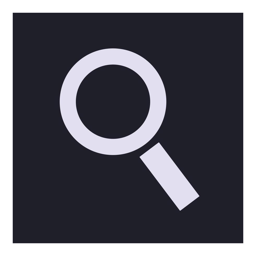 Magnifying glass symbol on dark background representing searching vector