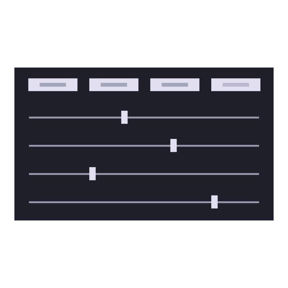 Mixing console showing faders and track controls for professional audio production vector