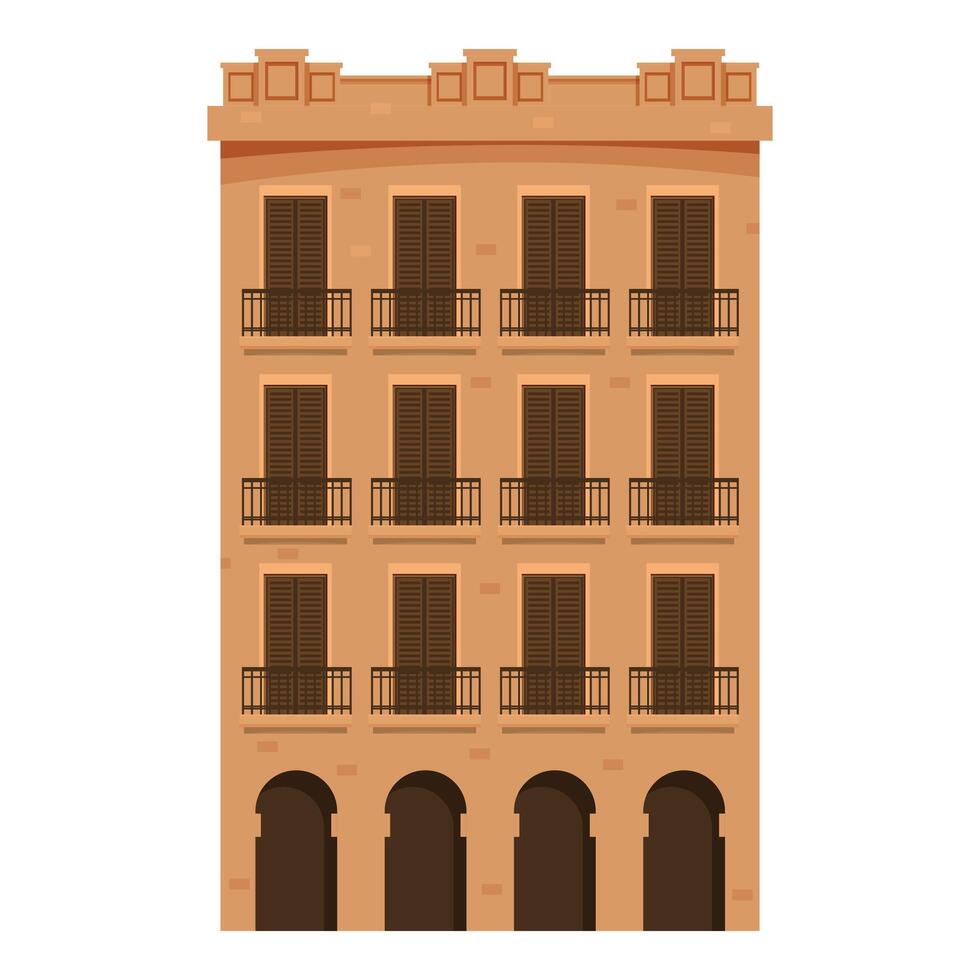 Classic european building featuring balconies, arches, and traditional design elements vector