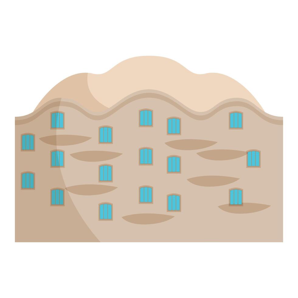 Casa mila building facade with wavy roofline and turquoise windows vector